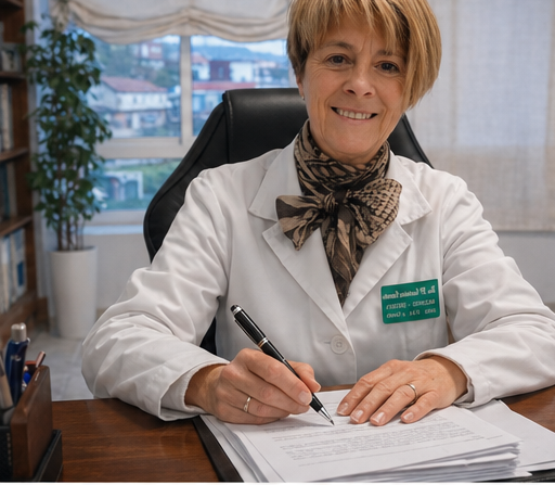 Dra. María Castiñeira, médico especialista en efecto rebote, en su consulta de Muros